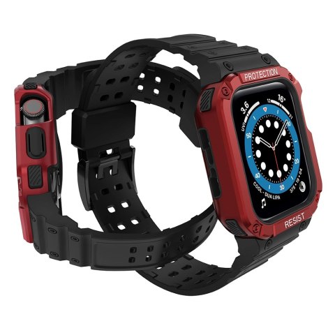 Protect Strap Band opaska z etui do Apple Watch 7 / 6 / 5 / 4 / 3 / 2 / SE (45 / 44 / 42mm) obudowa pancerny pokrowiec na zegare Protect Strap Band opaska z etui do Apple Watch 7 / 6 / 5 / 4 / 3 / 2 / SE (45 / 44 / 42mm) obudowa pancerny pokrowiec na zegare