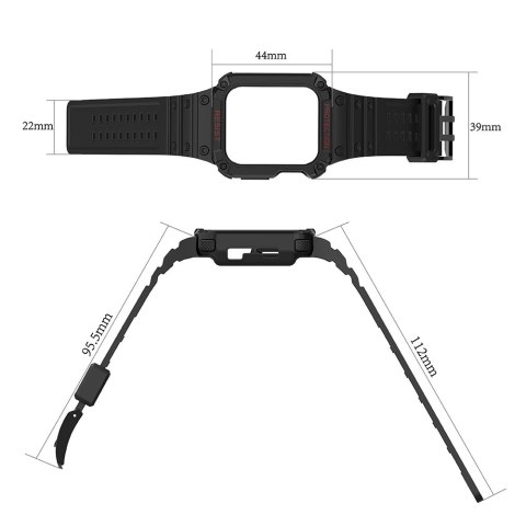 Protect Strap Band opaska z etui do Apple Watch 7 / 6 / 5 / 4 / 3 / 2 / SE (45 / 44 / 42mm) obudowa pancerny pokrowiec na zegare Protect Strap Band opaska z etui do Apple Watch 7 / 6 / 5 / 4 / 3 / 2 / SE (45 / 44 / 42mm) obudowa pancerny pokrowiec na zegare