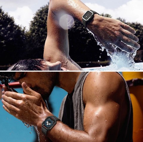 Protect Strap Band opaska z etui do Apple Watch 7 / 6 / 5 / 4 / 3 / 2 / SE (45 / 44 / 42mm) obudowa pancerny pokrowiec na zegare Protect Strap Band opaska z etui do Apple Watch 7 / 6 / 5 / 4 / 3 / 2 / SE (45 / 44 / 42mm) obudowa pancerny pokrowiec na zegare