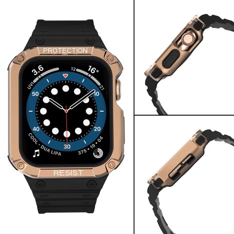 Protect Strap Band opaska z etui do Apple Watch 7 / 6 / 5 / 4 / 3 / 2 / SE (45 / 44 / 42mm) obudowa pancerny pokrowiec na zegare Protect Strap Band opaska z etui do Apple Watch 7 / 6 / 5 / 4 / 3 / 2 / SE (45 / 44 / 42mm) obudowa pancerny pokrowiec na zegare