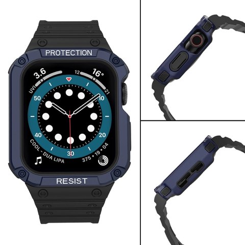 Protect Strap Band opaska z etui do Apple Watch 7 / 6 / 5 / 4 / 3 / 2 / SE (45 / 44 / 42mm) obudowa pancerny pokrowiec na zegare Protect Strap Band opaska z etui do Apple Watch 7 / 6 / 5 / 4 / 3 / 2 / SE (45 / 44 / 42mm) obudowa pancerny pokrowiec na zegare