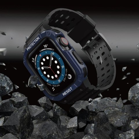 Protect Strap Band opaska z etui do Apple Watch 7 / 6 / 5 / 4 / 3 / 2 / SE (45 / 44 / 42mm) obudowa pancerny pokrowiec na zegare Protect Strap Band opaska z etui do Apple Watch 7 / 6 / 5 / 4 / 3 / 2 / SE (45 / 44 / 42mm) obudowa pancerny pokrowiec na zegare