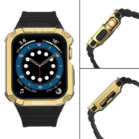 Protect Strap Band opaska z etui do Apple Watch 7 / 6 / 5 / 4 / 3 / 2 / SE (45 / 44 / 42mm) obudowa pancerny pokrowiec na zegare Protect Strap Band opaska z etui do Apple Watch 7 / 6 / 5 / 4 / 3 / 2 / SE (45 / 44 / 42mm) obudowa pancerny pokrowiec na zegare