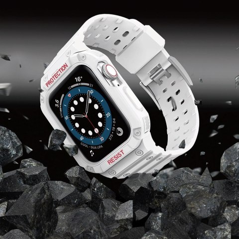 Protect Strap Band opaska z etui do Apple Watch 7 / 6 / 5 / 4 / 3 / 2 / SE (45 / 44 / 42mm) obudowa pancerny pokrowiec na zegare Protect Strap Band opaska z etui do Apple Watch 7 / 6 / 5 / 4 / 3 / 2 / SE (45 / 44 / 42mm) obudowa pancerny pokrowiec na zegare