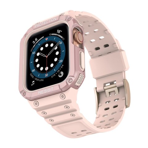 Protect Strap Band opaska z etui do Apple Watch 7 / 6 / 5 / 4 / 3 / 2 / SE (45 / 44 / 42mm) obudowa pancerny pokrowiec na zegare Protect Strap Band opaska z etui do Apple Watch 7 / 6 / 5 / 4 / 3 / 2 / SE (45 / 44 / 42mm) obudowa pancerny pokrowiec na zegare