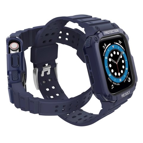 Protect Strap Band opaska z etui do Apple Watch 7 / 6 / 5 / 4 / 3 / 2 / SE (45 / 44 / 42mm) obudowa pancerny pokrowiec na zegare Protect Strap Band opaska z etui do Apple Watch 7 / 6 / 5 / 4 / 3 / 2 / SE (45 / 44 / 42mm) obudowa pancerny pokrowiec na zegare