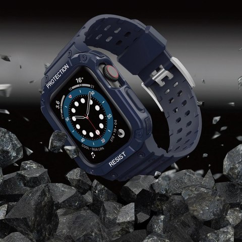 Protect Strap Band opaska z etui do Apple Watch 7 / 6 / 5 / 4 / 3 / 2 / SE (45 / 44 / 42mm) obudowa pancerny pokrowiec na zegare Protect Strap Band opaska z etui do Apple Watch 7 / 6 / 5 / 4 / 3 / 2 / SE (45 / 44 / 42mm) obudowa pancerny pokrowiec na zegare
