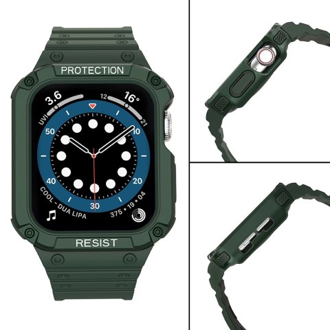 Protect Strap Band opaska z etui do Apple Watch 7 / 6 / 5 / 4 / 3 / 2 / SE (45 / 44 / 42mm) obudowa pancerny pokrowiec na zegare Protect Strap Band opaska z etui do Apple Watch 7 / 6 / 5 / 4 / 3 / 2 / SE (45 / 44 / 42mm) obudowa pancerny pokrowiec na zegare