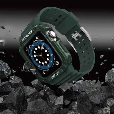 Protect Strap Band opaska z etui do Apple Watch 7 / 6 / 5 / 4 / 3 / 2 / SE (45 / 44 / 42mm) obudowa pancerny pokrowiec na zegare Protect Strap Band opaska z etui do Apple Watch 7 / 6 / 5 / 4 / 3 / 2 / SE (45 / 44 / 42mm) obudowa pancerny pokrowiec na zegare