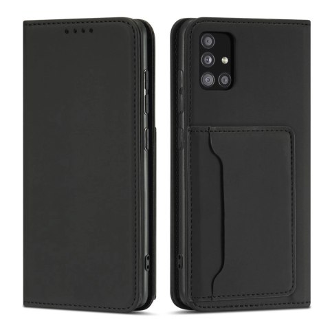 Magnet Card Case etui do Samsung Galaxy A12 5G pokrowiec portfel na karty kartę podstawka czarny Magnet Card Case etui do Samsung Galaxy A12 5G pokrowiec portfel na karty kartę podstawka czarny