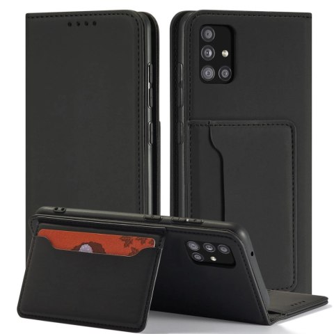 Magnet Card Case etui do Samsung Galaxy A12 5G pokrowiec portfel na karty kartę podstawka czarny Magnet Card Case etui do Samsung Galaxy A12 5G pokrowiec portfel na karty kartę podstawka czarny