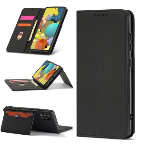 Magnet Card Case etui do Samsung Galaxy A12 5G pokrowiec portfel na karty kartę podstawka czarny Magnet Card Case etui do Samsung Galaxy A12 5G pokrowiec portfel na karty kartę podstawka czarny