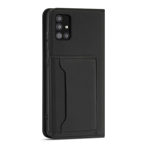 Magnet Card Case etui do Samsung Galaxy A12 5G pokrowiec portfel na karty kartę podstawka czarny Magnet Card Case etui do Samsung Galaxy A12 5G pokrowiec portfel na karty kartę podstawka czarny