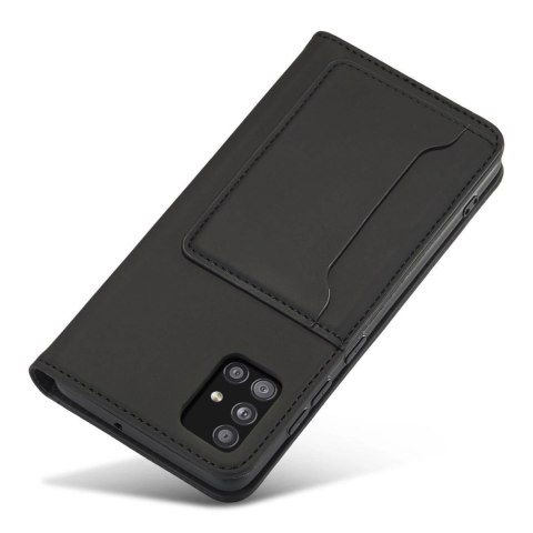 Magnet Card Case etui do Samsung Galaxy A12 5G pokrowiec portfel na karty kartę podstawka czarny Magnet Card Case etui do Samsung Galaxy A12 5G pokrowiec portfel na karty kartę podstawka czarny