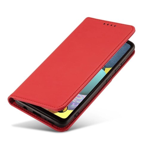 Magnet Card Case etui do Samsung Galaxy A12 5G pokrowiec portfel na karty kartę podstawka czerwony Magnet Card Case etui do Samsung Galaxy A12 5G pokrowiec portfel na karty kartę podstawka czerwony