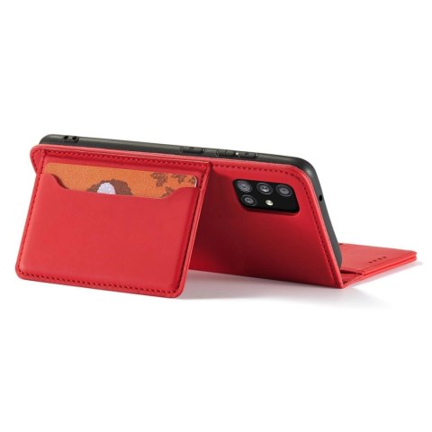Magnet Card Case etui do Samsung Galaxy A12 5G pokrowiec portfel na karty kartę podstawka czerwony Magnet Card Case etui do Samsung Galaxy A12 5G pokrowiec portfel na karty kartę podstawka czerwony