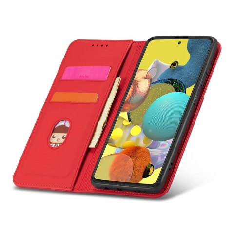 Magnet Card Case etui do Samsung Galaxy A12 5G pokrowiec portfel na karty kartę podstawka czerwony Magnet Card Case etui do Samsung Galaxy A12 5G pokrowiec portfel na karty kartę podstawka czerwony