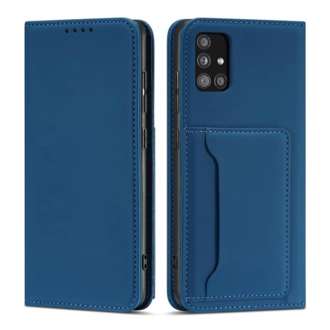 Magnet Card Case etui do Samsung Galaxy A12 5G pokrowiec portfel na karty kartę podstawka niebieski Magnet Card Case etui do Samsung Galaxy A12 5G pokrowiec portfel na karty kartę podstawka niebieski