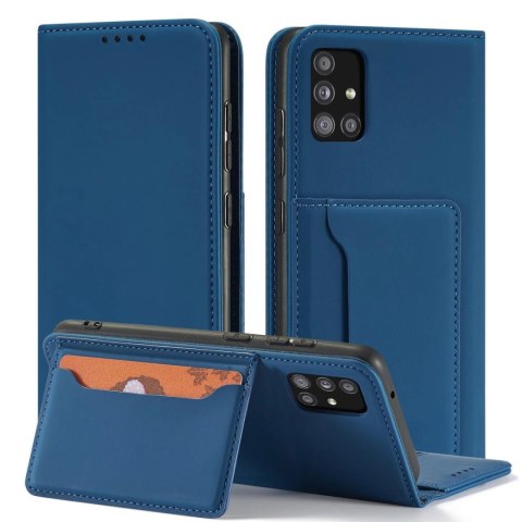 Magnet Card Case etui do Samsung Galaxy A12 5G pokrowiec portfel na karty kartę podstawka niebieski Magnet Card Case etui do Samsung Galaxy A12 5G pokrowiec portfel na karty kartę podstawka niebieski