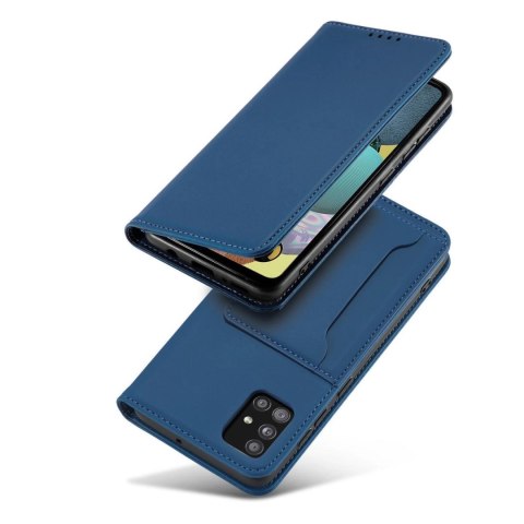 Magnet Card Case etui do Samsung Galaxy A12 5G pokrowiec portfel na karty kartę podstawka niebieski Magnet Card Case etui do Samsung Galaxy A12 5G pokrowiec portfel na karty kartę podstawka niebieski