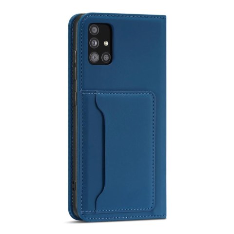 Magnet Card Case etui do Samsung Galaxy A12 5G pokrowiec portfel na karty kartę podstawka niebieski Magnet Card Case etui do Samsung Galaxy A12 5G pokrowiec portfel na karty kartę podstawka niebieski