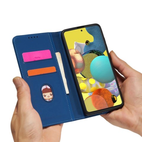 Magnet Card Case etui do Samsung Galaxy A12 5G pokrowiec portfel na karty kartę podstawka niebieski Magnet Card Case etui do Samsung Galaxy A12 5G pokrowiec portfel na karty kartę podstawka niebieski