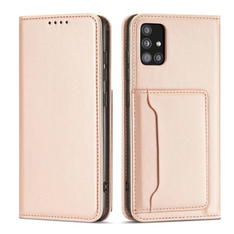 Magnet Card Case etui do Samsung Galaxy A13 5G pokrowiec portfel na karty kartę podstawka różowy Magnet Card Case etui do Samsung Galaxy A13 5G pokrowiec portfel na karty kartę podstawka różowy