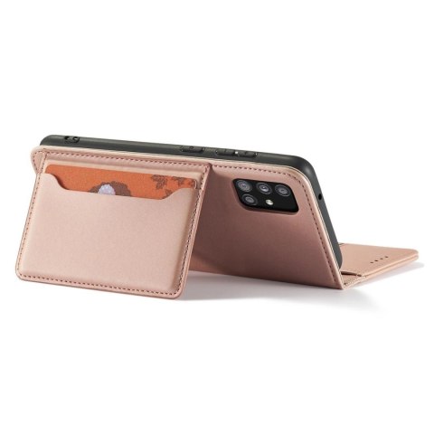 Magnet Card Case etui do Samsung Galaxy A13 5G pokrowiec portfel na karty kartę podstawka różowy Magnet Card Case etui do Samsung Galaxy A13 5G pokrowiec portfel na karty kartę podstawka różowy