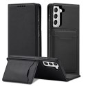 Magnet Card Case etui do Samsung Galaxy S22+ (S22 Plus) pokrowiec portfel na karty kartę podstawka czarny