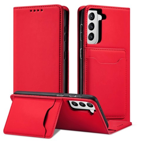 Magnet Card Case etui do Samsung Galaxy S22+ (S22 Plus) pokrowiec portfel na karty kartę podstawka czerwony Magnet Card Case etui do Samsung Galaxy S22+ (S22 Plus) pokrowiec portfel na karty kartę podstawka czerwony