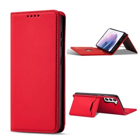 Magnet Card Case etui do Samsung Galaxy S22+ (S22 Plus) pokrowiec portfel na karty kartę podstawka czerwony Magnet Card Case etui do Samsung Galaxy S22+ (S22 Plus) pokrowiec portfel na karty kartę podstawka czerwony