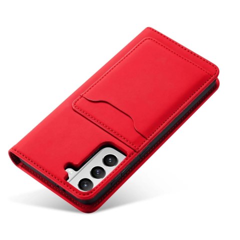 Magnet Card Case etui do Samsung Galaxy S22+ (S22 Plus) pokrowiec portfel na karty kartę podstawka czerwony Magnet Card Case etui do Samsung Galaxy S22+ (S22 Plus) pokrowiec portfel na karty kartę podstawka czerwony