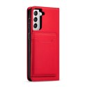 Magnet Card Case etui do Samsung Galaxy S22+ (S22 Plus) pokrowiec portfel na karty kartę podstawka czerwony