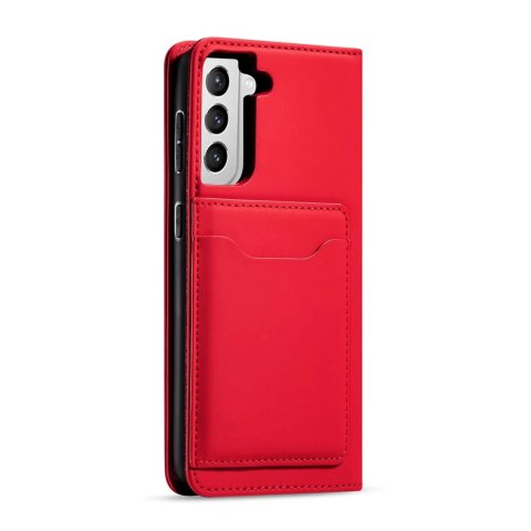 Magnet Card Case etui do Samsung Galaxy S22+ (S22 Plus) pokrowiec portfel na karty kartę podstawka czerwony Magnet Card Case etui do Samsung Galaxy S22+ (S22 Plus) pokrowiec portfel na karty kartę podstawka czerwony