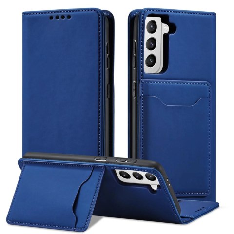 Magnet Card Case etui do Samsung Galaxy S22+ (S22 Plus) pokrowiec portfel na karty kartę podstawka niebieski Magnet Card Case etui do Samsung Galaxy S22+ (S22 Plus) pokrowiec portfel na karty kartę podstawka niebieski