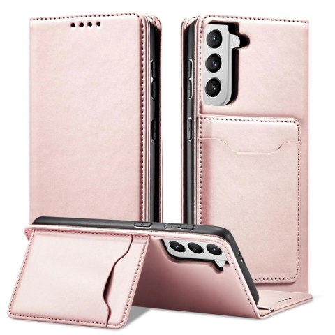 Magnet Card Case etui do Samsung Galaxy S22+ (S22 Plus) pokrowiec portfel na karty kartę podstawka różowy Magnet Card Case etui do Samsung Galaxy S22+ (S22 Plus) pokrowiec portfel na karty kartę podstawka różowy