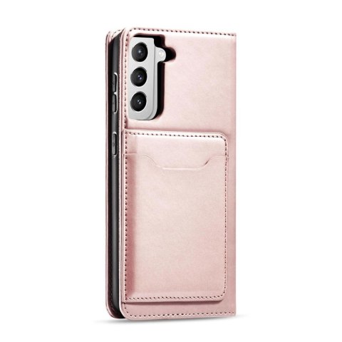 Magnet Card Case etui do Samsung Galaxy S22+ (S22 Plus) pokrowiec portfel na karty kartę podstawka różowy Magnet Card Case etui do Samsung Galaxy S22+ (S22 Plus) pokrowiec portfel na karty kartę podstawka różowy