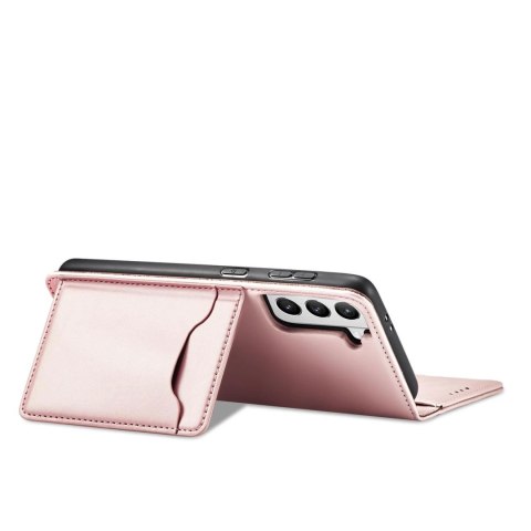 Magnet Card Case etui do Samsung Galaxy S22+ (S22 Plus) pokrowiec portfel na karty kartę podstawka różowy Magnet Card Case etui do Samsung Galaxy S22+ (S22 Plus) pokrowiec portfel na karty kartę podstawka różowy