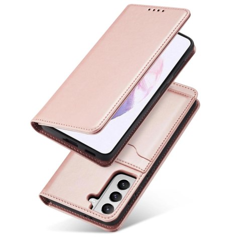 Magnet Card Case etui do Samsung Galaxy S22+ (S22 Plus) pokrowiec portfel na karty kartę podstawka różowy Magnet Card Case etui do Samsung Galaxy S22+ (S22 Plus) pokrowiec portfel na karty kartę podstawka różowy