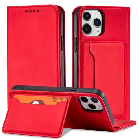 Magnet Card Case etui do iPhone 12 Pro Max pokrowiec portfel na karty kartę podstawka czerwony Magnet Card Case etui do iPhone 12 Pro Max pokrowiec portfel na karty kartę podstawka czerwony