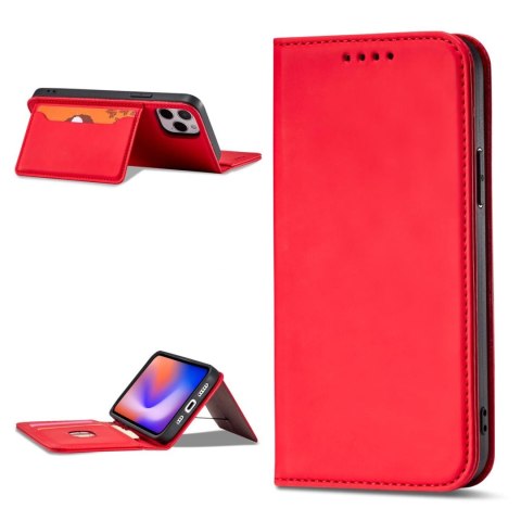 Magnet Card Case etui do iPhone 12 Pro Max pokrowiec portfel na karty kartę podstawka czerwony Magnet Card Case etui do iPhone 12 Pro Max pokrowiec portfel na karty kartę podstawka czerwony