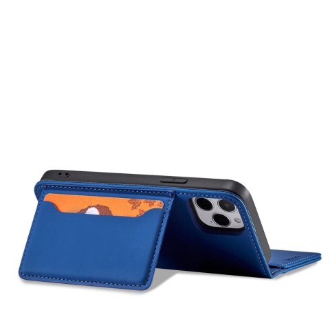 Magnet Card Case etui do iPhone 12 Pro Max pokrowiec portfel na karty kartę podstawka niebieski Magnet Card Case etui do iPhone 12 Pro Max pokrowiec portfel na karty kartę podstawka niebieski