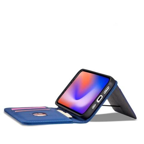 Magnet Card Case etui do iPhone 12 Pro Max pokrowiec portfel na karty kartę podstawka niebieski Magnet Card Case etui do iPhone 12 Pro Max pokrowiec portfel na karty kartę podstawka niebieski