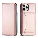 Magnet Card Case etui do iPhone 12 Pro Max pokrowiec portfel na karty kartę podstawka różowy