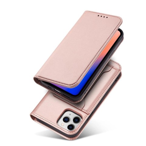 Magnet Card Case etui do iPhone 12 Pro Max pokrowiec portfel na karty kartę podstawka różowy Magnet Card Case etui do iPhone 12 Pro Max pokrowiec portfel na karty kartę podstawka różowy