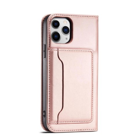 Magnet Card Case etui do iPhone 12 Pro Max pokrowiec portfel na karty kartę podstawka różowy Magnet Card Case etui do iPhone 12 Pro Max pokrowiec portfel na karty kartę podstawka różowy