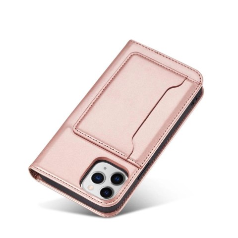 Magnet Card Case etui do iPhone 12 Pro Max pokrowiec portfel na karty kartę podstawka różowy Magnet Card Case etui do iPhone 12 Pro Max pokrowiec portfel na karty kartę podstawka różowy