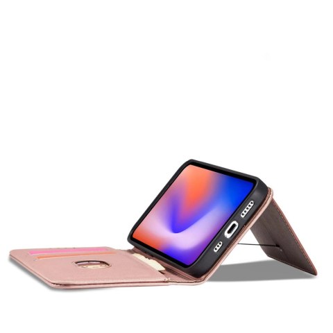 Magnet Card Case etui do iPhone 12 Pro Max pokrowiec portfel na karty kartę podstawka różowy Magnet Card Case etui do iPhone 12 Pro Max pokrowiec portfel na karty kartę podstawka różowy