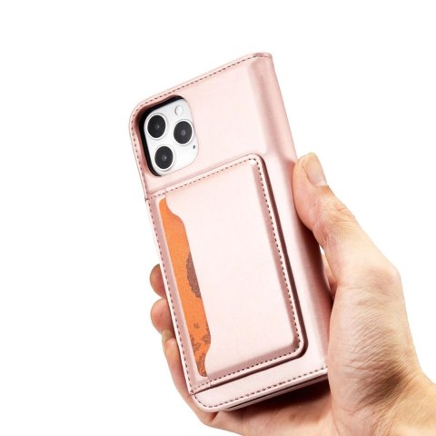 Magnet Card Case etui do iPhone 12 Pro Max pokrowiec portfel na karty kartę podstawka różowy Magnet Card Case etui do iPhone 12 Pro Max pokrowiec portfel na karty kartę podstawka różowy