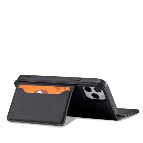 Magnet Card Case etui do iPhone 12 Pro pokrowiec portfel na karty kartę podstawka czarny Magnet Card Case etui do iPhone 12 Pro pokrowiec portfel na karty kartę podstawka czarny